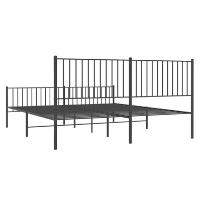 vidaXL Metallbett ohne Matratze mit Fußteil Schwarz 180x200 cm