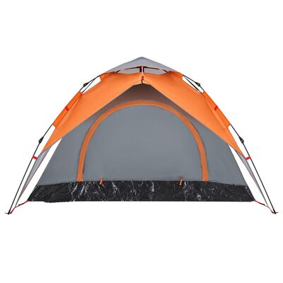 vidaXL Kuppel-Campingzelt 3 Personen Grau und Orange Quick Release