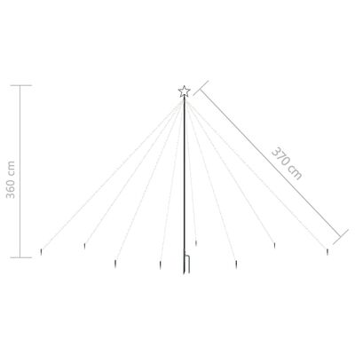 vidaXL Weihnachtsbaum-Lichterketten Outdoor 576 LEDs Kaltweiß 3,6 m