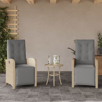 vidaXL Gartensessel mit Fußteil 2 Stk. Verstellbar Poly Rattan