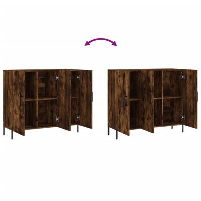 vidaXL Sideboard Räuchereiche 90x34x80 cm Holzwerkstoff