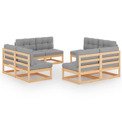 vidaXL 8-tlg. Garten-Lounge-Set mit Kissen Kiefer Massivholz