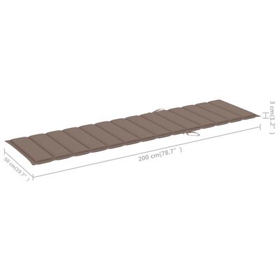 vidaXL Sonnenliegen 2 Stk. mit Auflagen Taupe Massivholz Teak