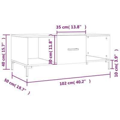 vidaXL Couchtisch Weiß 102x50x40 cm Holzwerkstoff