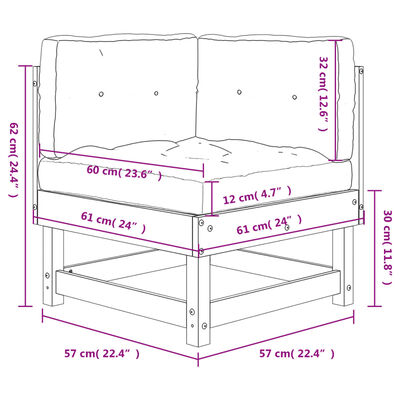 vidaXL Ecksofa mit Kissen Massivholz Kiefer