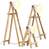 vidaXL Stehlampen 3 Stk. Weiß E27 Mango Massivholz