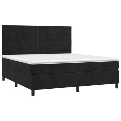 vidaXL Boxspringbett mit Matratze & LED Schwarz 180x200 cm Samt