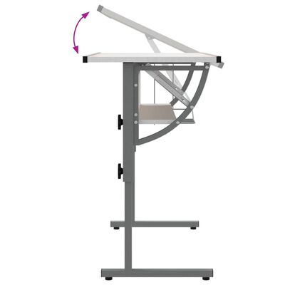 vidaXL Basteltisch Weiß & Grau 110x53x(58-87) cm Holzwerkstoff & Stahl