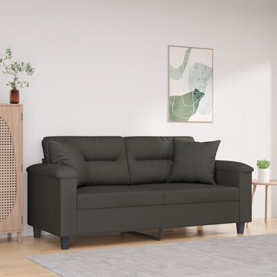 vidaXL 2-Sitzer-Sofa mit Kissen Dunkelgrau 140 cm Mikrofasergewebe