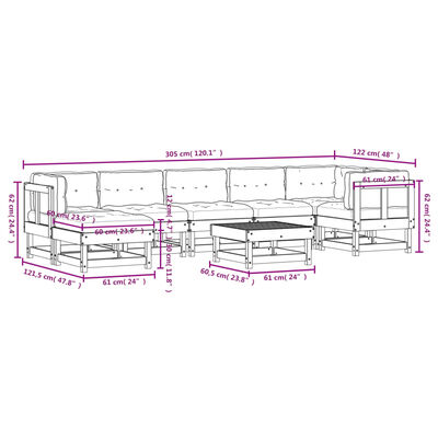 vidaXL 8-tlg. Garten-Lounge-Set mit Kissen Massivholz