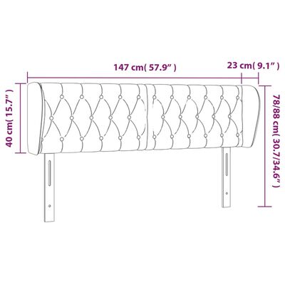 vidaXL Kopfteil mit Ohren Dunkelbraun 147x23x78/88 cm Stoff