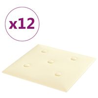 vidaXL Wandpaneele 12 Stk. Creme 30x30 cm Kunstleder 1,08 m²