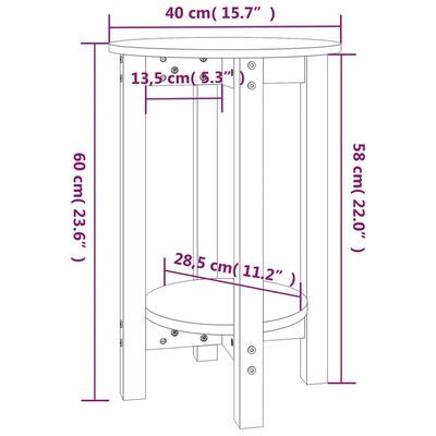 vidaXL Couchtisch Grau Ø 40x60 cm Massivholz Kiefer