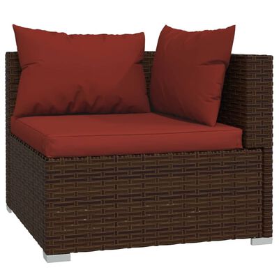 vidaXL 7-tlg. Garten-Lounge-Set mit Kissen Poly Rattan Braun