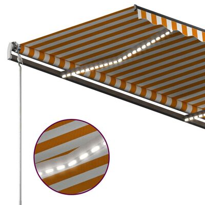 vidaXL Automatische Markise mit LED & Windsensor 4x3 m Gelb & Weiß