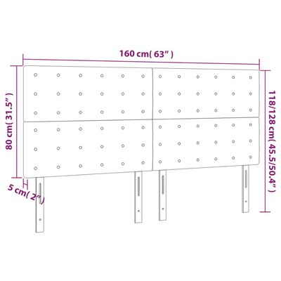 vidaXL LED Kopfteil Schwarz 160x5x118/128 cm Samt