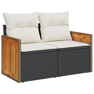 vidaXL 12-tlg. Garten-Sofagarnitur mit Kissen Schwarz Poly Rattan