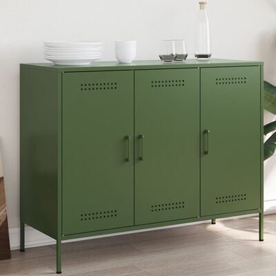 vidaXL Sideboard Olivgrün 100,5x39x79 cm Stahl