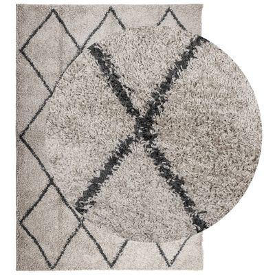 vidaXL Teppich Shaggy Hochflor Modern Beige und Anthrazit 140x200 cm