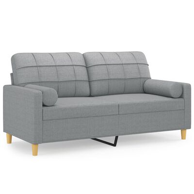 vidaXL 2-Sitzer-Sofa mit Zierkissen Hellgrau 140 cm Stoff