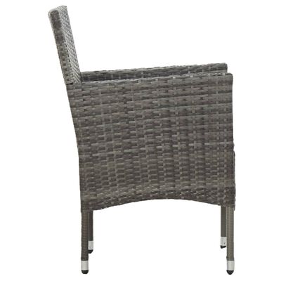 vidaXL Garten-Essstühle 2 Stk. Poly Rattan Grau