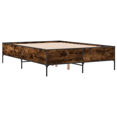 vidaXL Bettgestell Räuchereiche 150x200 cm Holzwerkstoff und Metall