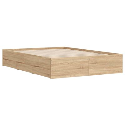 vidaXL Bettgestell mit Schubladen Sonoma-Eiche 135x190cm Holzwerkstoff