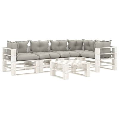 vidaXL 6-tlg. Garten-Lounge-Set Paletten mit Kissen in Taupe Holz