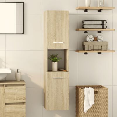 vidaXL Badezimmerschrank Sonoma-Eiche 30x30x130 cm Holzwerkstoff