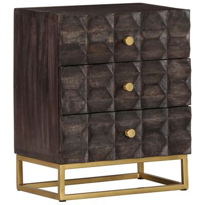 vidaXL Nachttisch Schwarz 40x30x50 cm Massivholz Mango