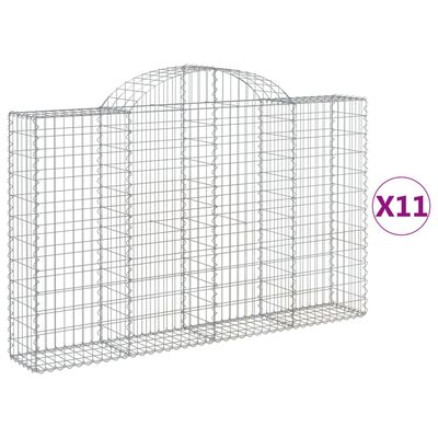 vidaXL Gabionen mit Hochbogen 11Stk. 200x30x120/140cm Verzinktes Eisen