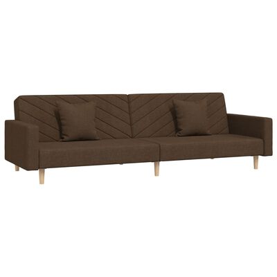 vidaXL Schlafsofa 2-Sitzer mit 2 Kissen Braun Stoff