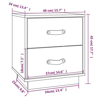  vidaXL Nachttisch Schwarz 40x34x45 cm Massivholz Kiefer