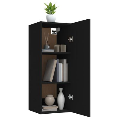 vidaXL Wandschrank Schwarz 34,5x34x90 cm Holzwerkstoff