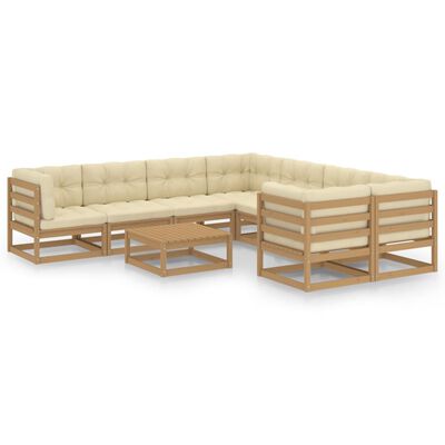 vidaXL 9-tlg Garten-Lounge-Set mit Kissen Honigbraun Massivholz Kiefer