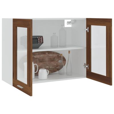 vidaXL Hängeschrank Glas Braun Eichen-Optik 80x31x60 cm Holzwerkstoff