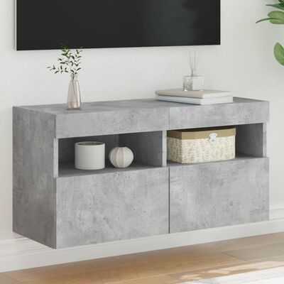 vidaXL TV-Wandschrank mit LED-Leuchten Betongrau 80x30x40 cm