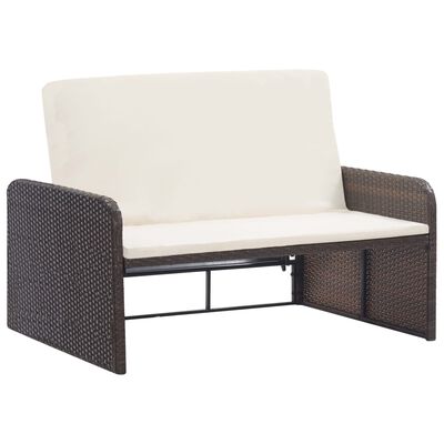 vidaXL 2-tlg. Garten-Lounge-Set mit Auflagen Poly Rattan Braun