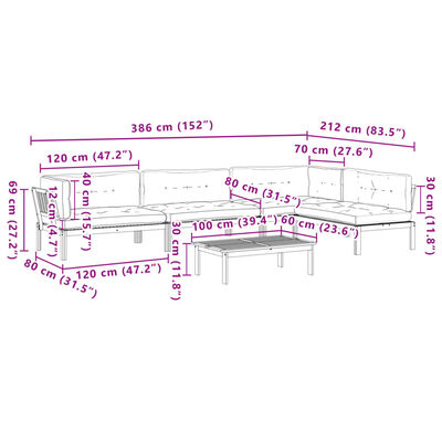 vidaXL 5-tlg. Garten-Sofagarnitur aus Paletten mit Kissen Akazienholz