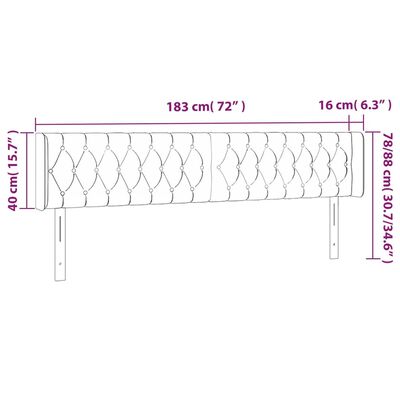 vidaXL LED Kopfteil Hellgrau 183x16x78/88 cm Stoff