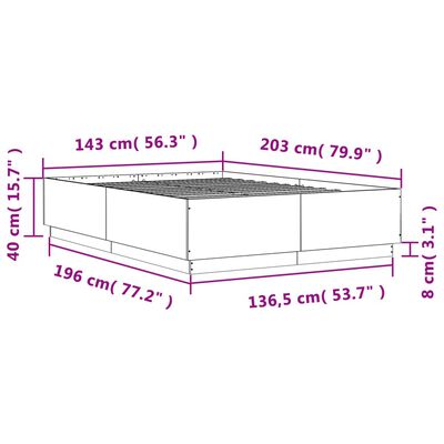 vidaXL Bettgestell Braun Eichen-Optik 140x200 cm Holzwerkstoff