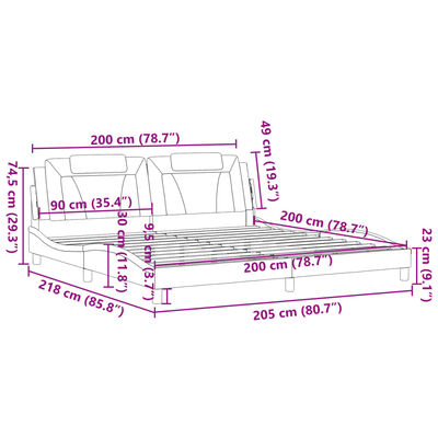 vidaXL Bettgestell mit Kopfteil Weiß 200x200 cm Kunstleder