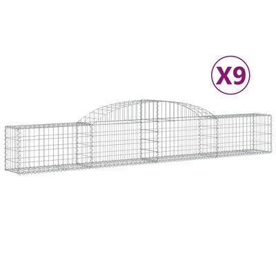 vidaXL Gabionen mit Hochbogen 9 Stk. 300x30x40/60 cm Verzinktes Eisen