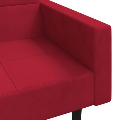 vidaXL Schlafsofa 2-Sitzer mit 2 Kissen Weinrot Samt