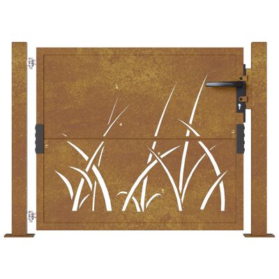 vidaXL Gartentor 105x105 cm Cortenstahl Gras-Design