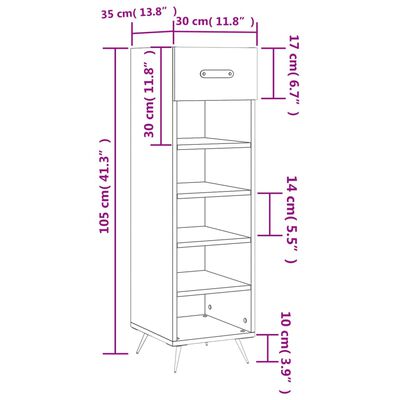 vidaXL Schuhschrank Hochglanz-Weiß 30x35x105 cm Holzwerkstoff