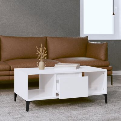 vidaXL Couchtisch Hochglanz-Weiß 90x50x36,5 cm Holzwerkstoff