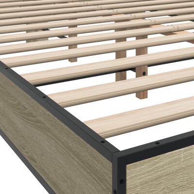 vidaXL Bettgestell Sonoma-Eiche 140x200 cm Holzwerkstoff und Metall