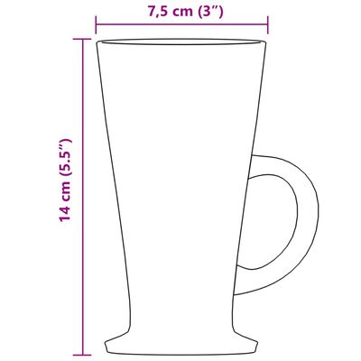 vidaXL Latte-Macchiato-Gläser mit Henkel 6 Stk. 250 ml