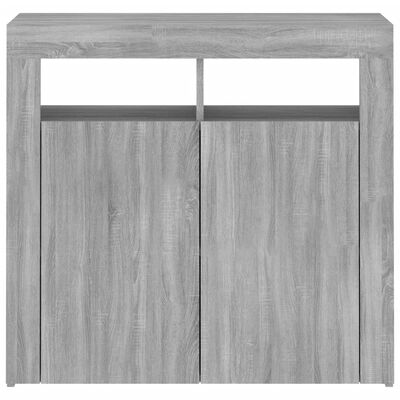 vidaXL Sideboard mit LED-Beleuchtung Grau Sonoma 80x35x75 cm